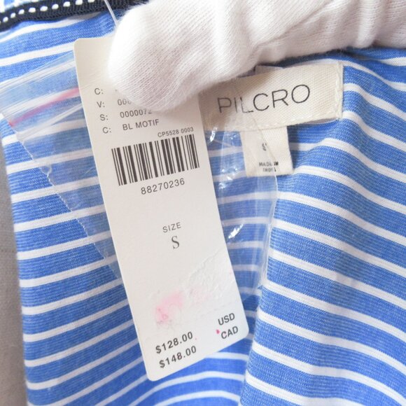 Anthropologie Pilcro Reworked Mixed Stripe Buttondown Shirt Blue Small - Picture 6 of 8